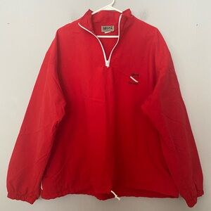 Vtg UZZI Amphibious Dive Gear Nylon Red/White 1/4 Zip Windbreaker L/XL Pullover